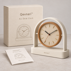 Qevnari™ Arc Desk Clock — Warm Oak