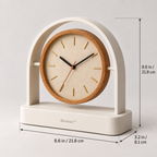 Qevnari™ Arc Desk Clock — Warm Oak