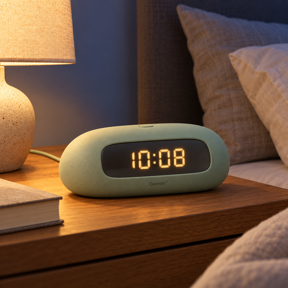 Qevnari™ Pebble Digital Clock — Sage