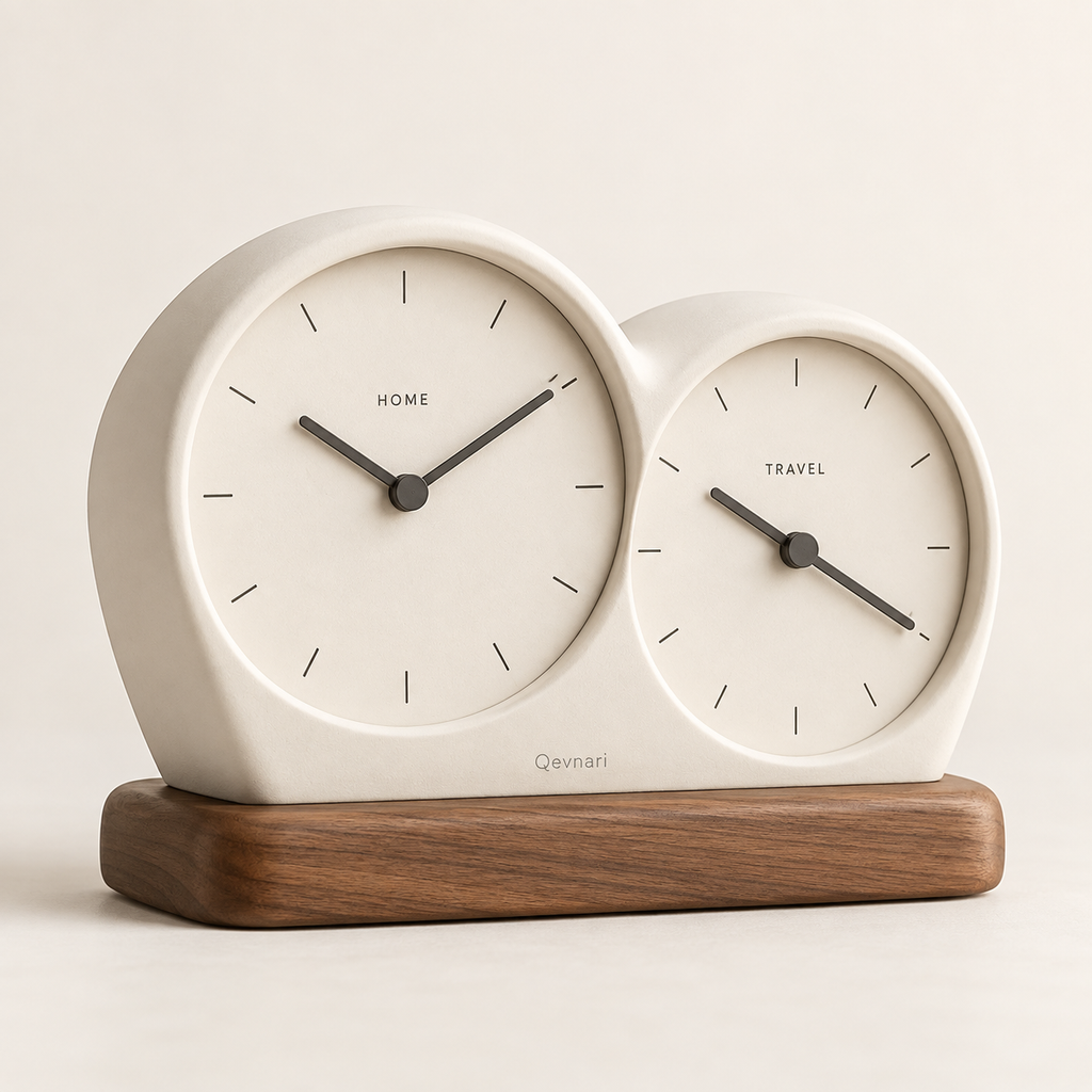 Qevnari™ Twin-Time Desk Clock