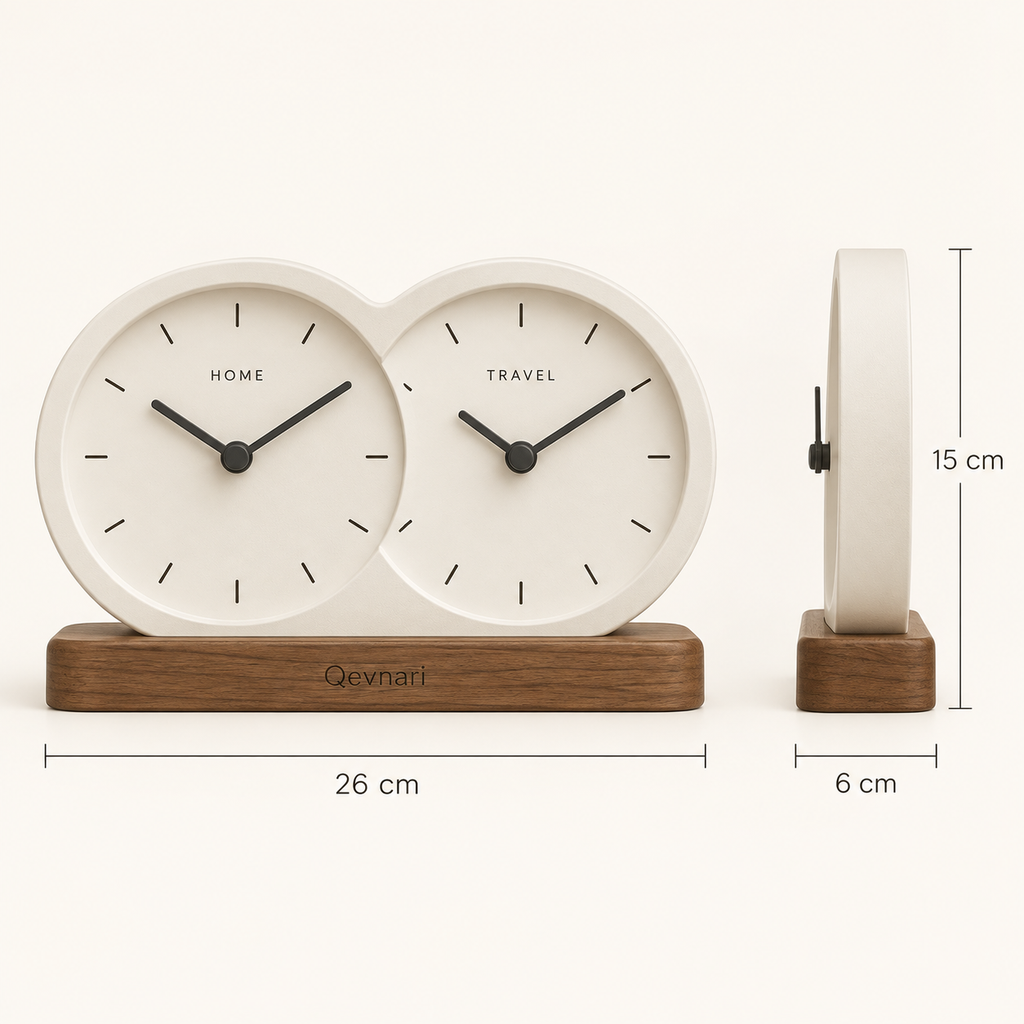 Qevnari™ Twin-Time Desk Clock