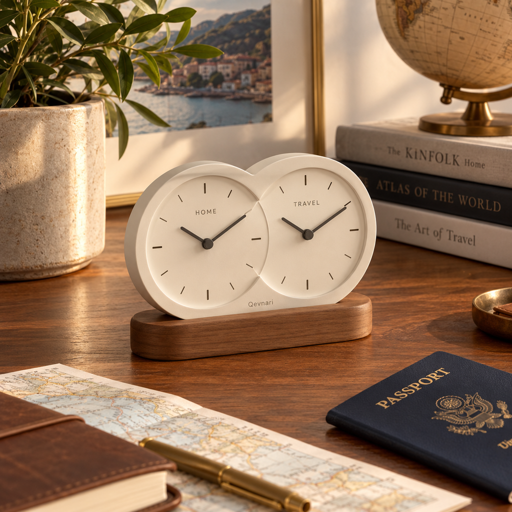 Qevnari™ Twin-Time Desk Clock