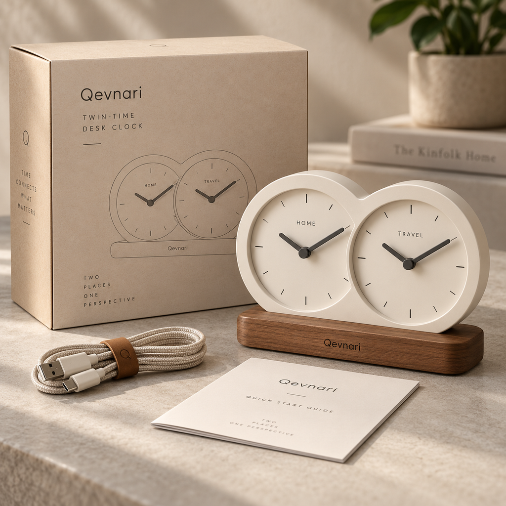 Qevnari™ Twin-Time Desk Clock
