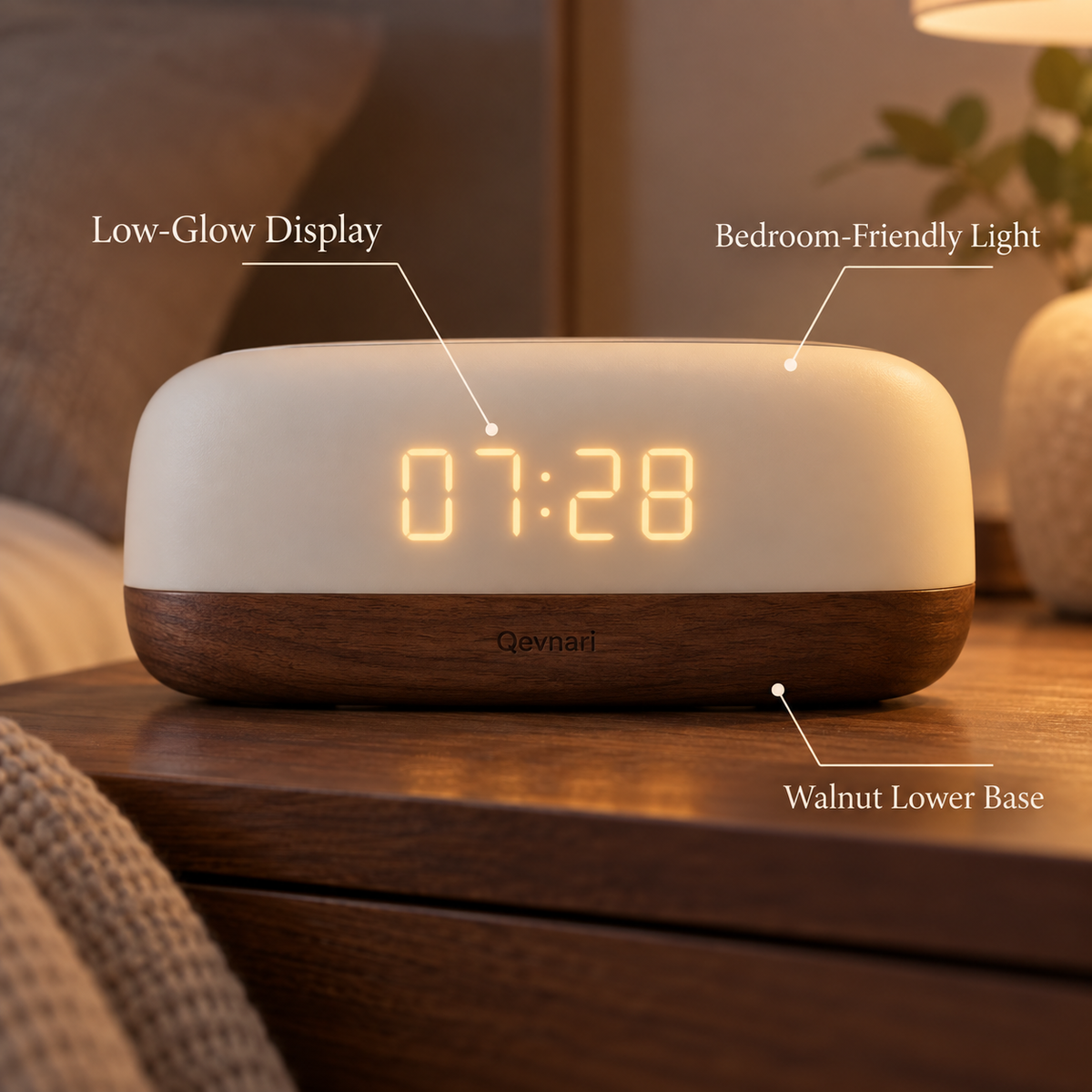 Qevnari™ Dusk Bedside Clock