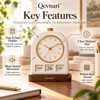 Qevnari™ Calendar Desk Clock