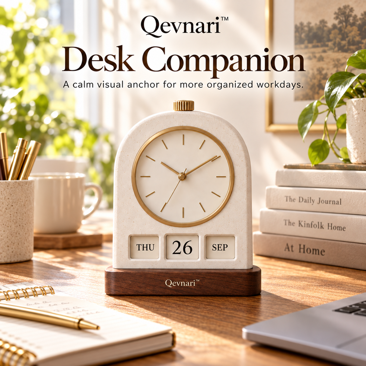 Qevnari™ Calendar Desk Clock