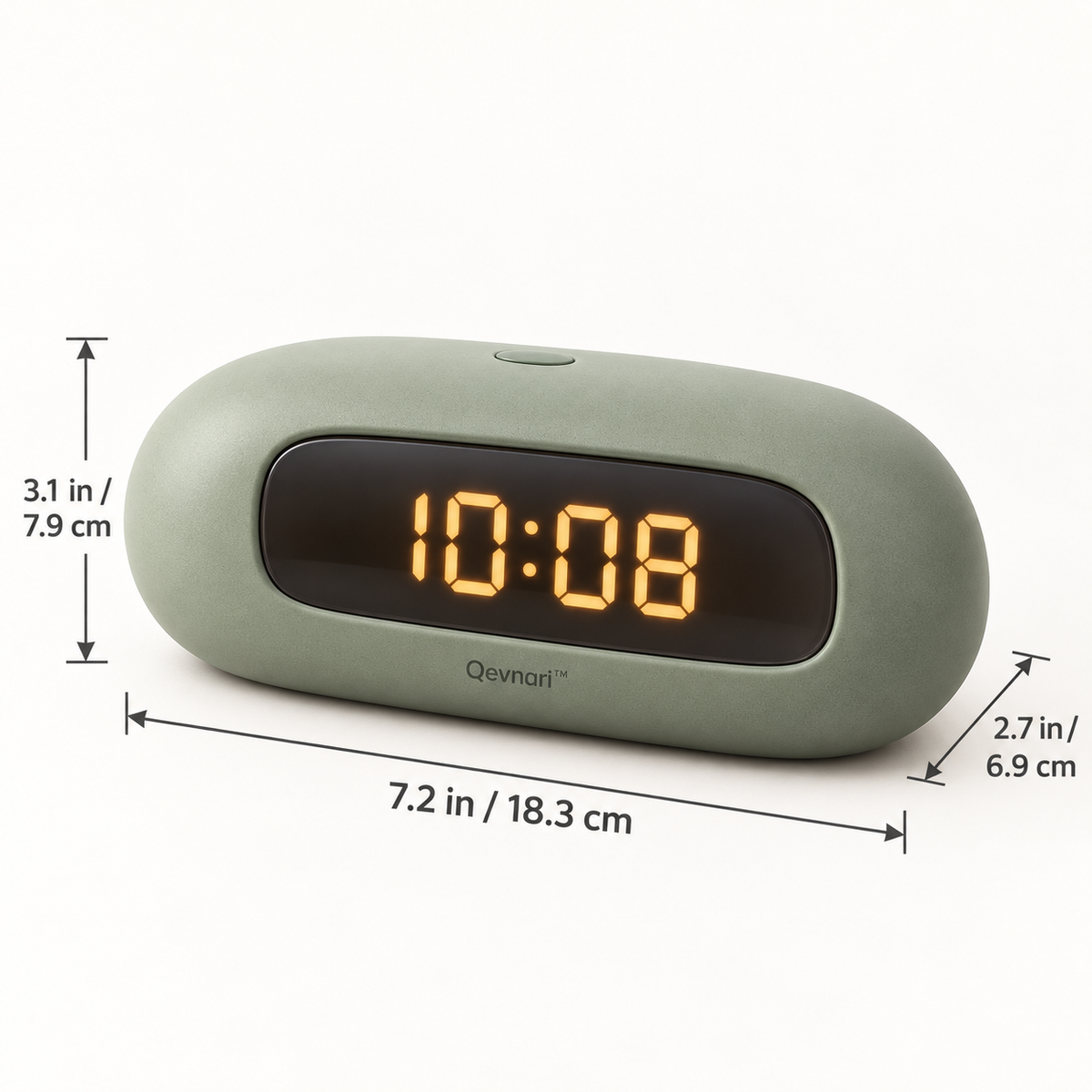 Qevnari™ Pebble Digital Clock — Sage