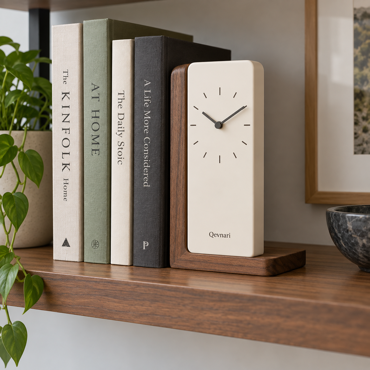 Qevnari™ Bookend Desk Clock
